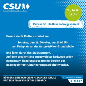 Mehr über den Artikel erfahren CSU vor Ort – Radtour Radwegekonzept