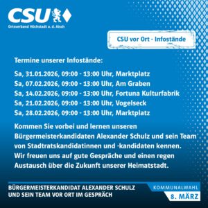 Mehr über den Artikel erfahren CSU vor Ort – Infostände